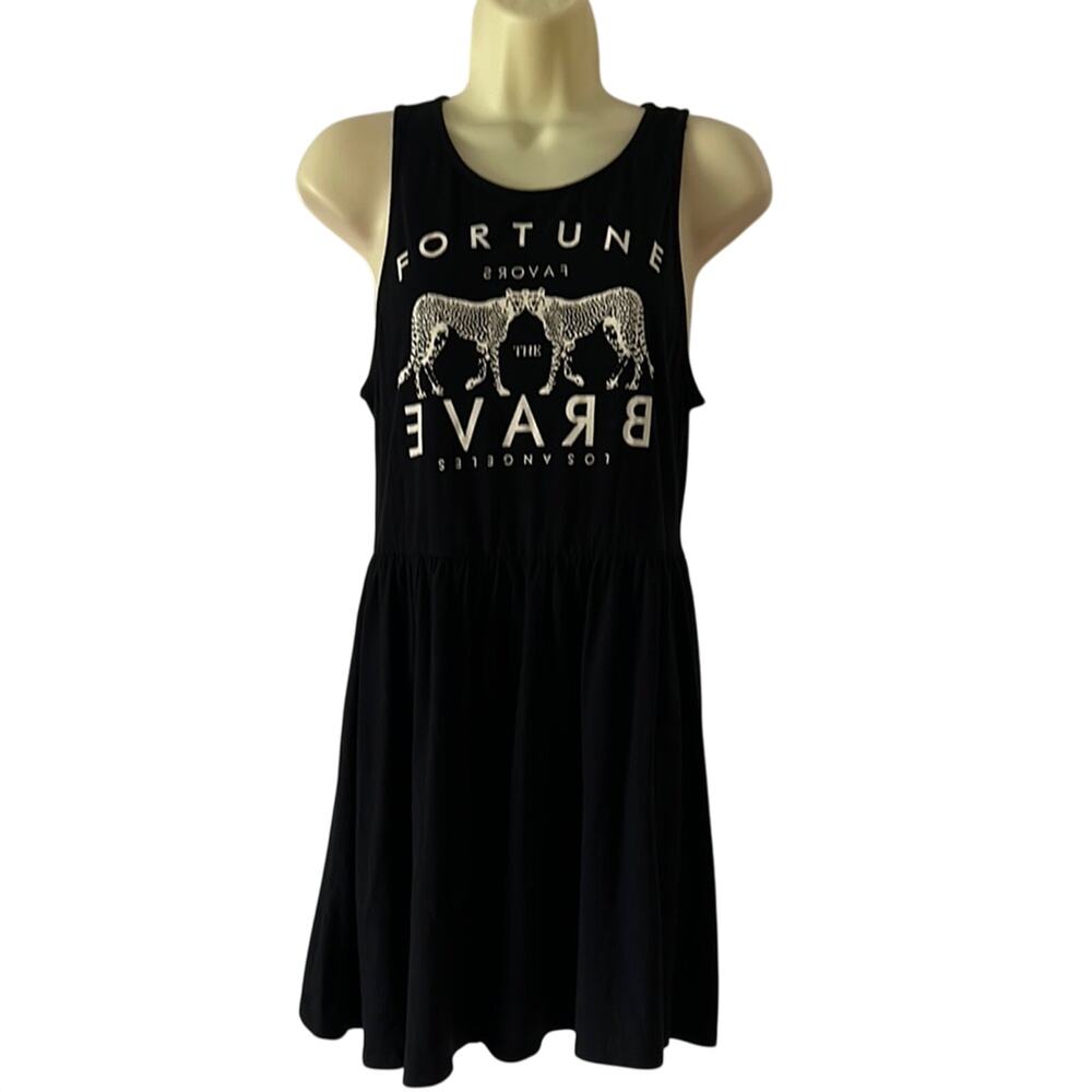 Forever 21 Black Knit Dress Size Medium Fit & Flare Fortune Favors the Brave